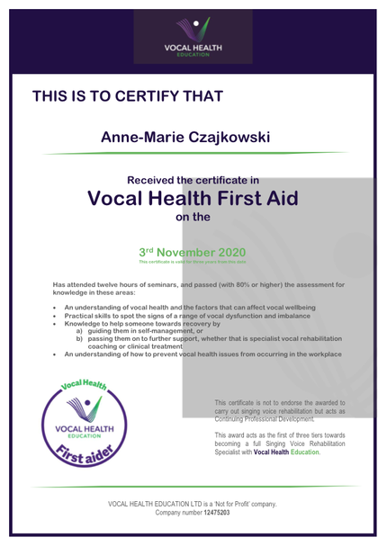 VHFE Certificate AMC-1